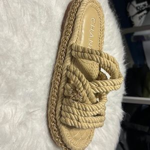 NEW CHANEL rope sandal size: 36 color: beige Never worn